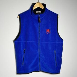 Vintage Most Wanted Embroidered Red Crab Blue Fleece Vest‎ Mens M